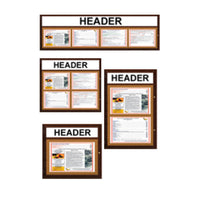 Indoor Enclosed Wood Menu Cases with Header & Lights (11" x 17" Landscape Menus)