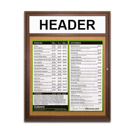 Indoor Menu Wood Display Cases with Header and Lights