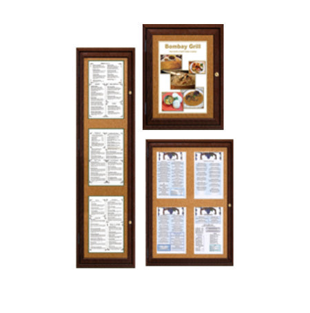 Indoor Enclosed Wood Menu Cases with Lights (11" x 17" Portrait Menus)