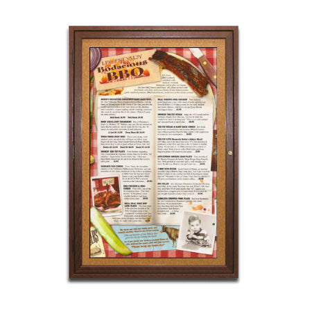 Indoor Menu Wood Display Cases with Lights