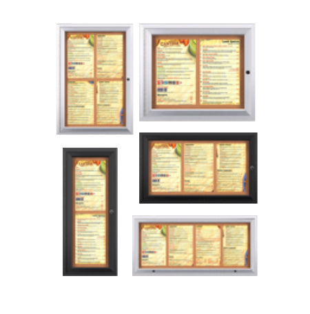 Indoor Enclosed Menu Cases with Lights (8 1/2" x 14" Portrait Menus) (Radius Edge)