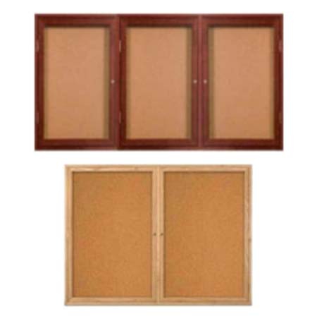 Indoor Poster Wood Display Cases  Bulletin Boards | 2-3 Locking Doors 35+ Sizes in 3 Hardwood Finishes