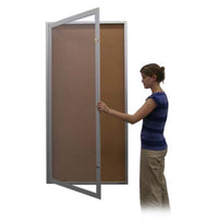 SwingCase 48x60 Extra Large Outdoor Poster Display Case | Cork Bulletin Board, with XL Lockable Single Door Metal Cabinet