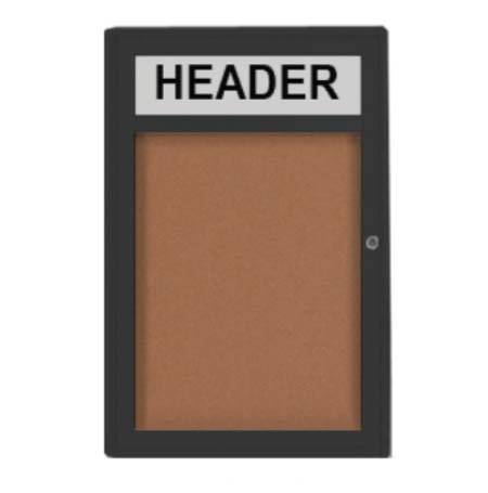 22 x 28 Indoor Enclosed Bulletin Board with Header and Light (Radius Edge)