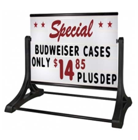 Wide Roadside ROLLING Outdoor Changeable "DELUXE" Message Board | White Panel 48x36